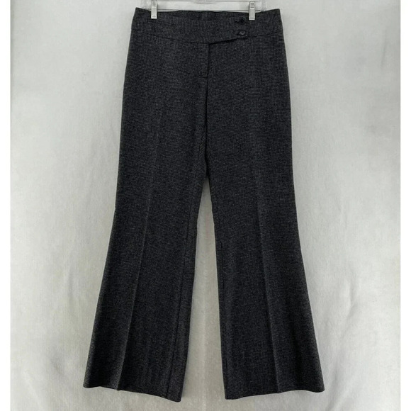 United Colors of Benetton Pants Women's M 44 Gray Houndstooth Boot Cut Mid Rise - Picture 1 of 12
